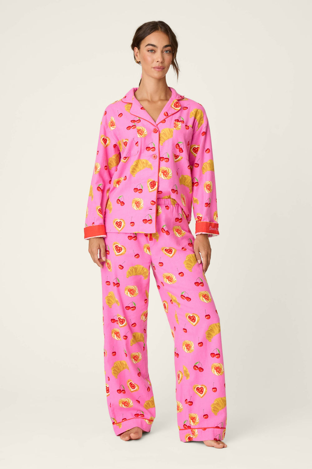Breakfast Pastry Print 3-Piece Flannel PJ Set