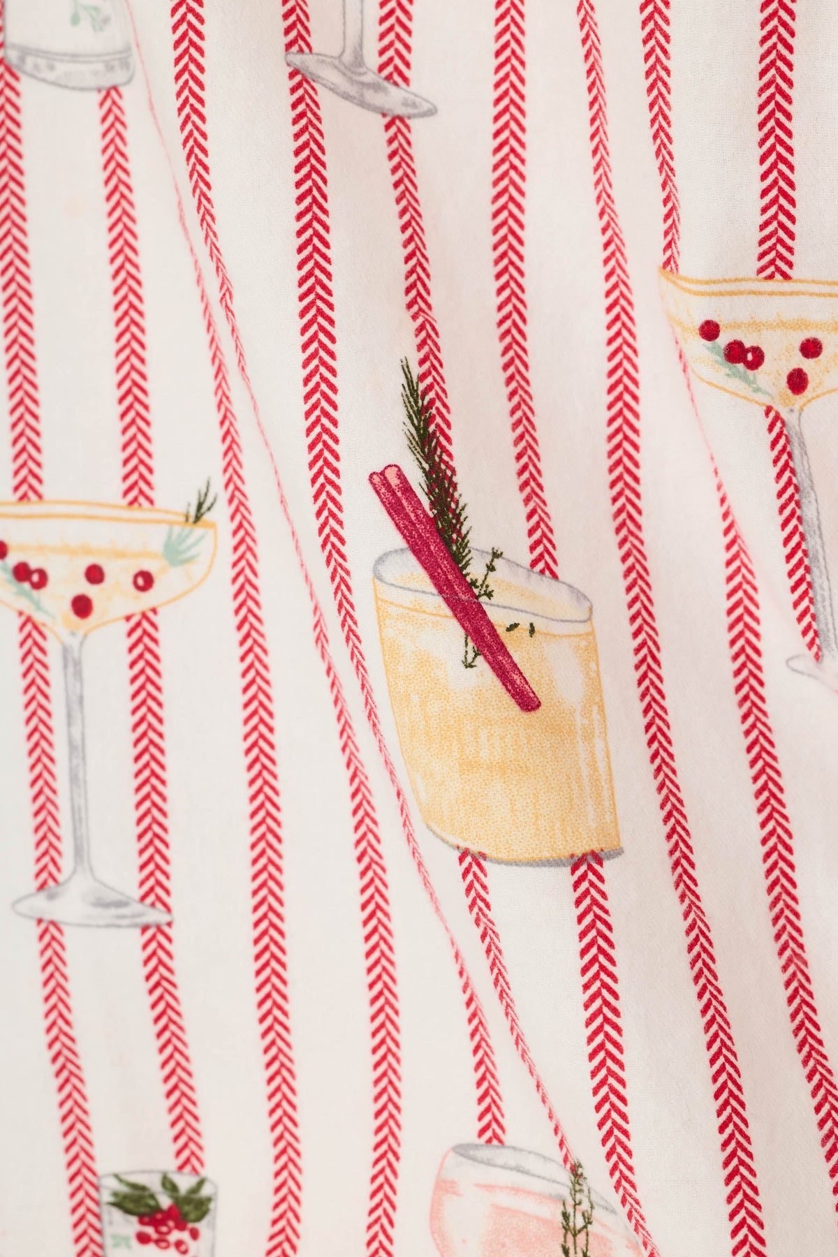 Martinis & Mistletoe Cocktail Print Flannel Pajama Shorts