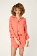 Sea You in Capri Hot Coral Long Sleeve Top