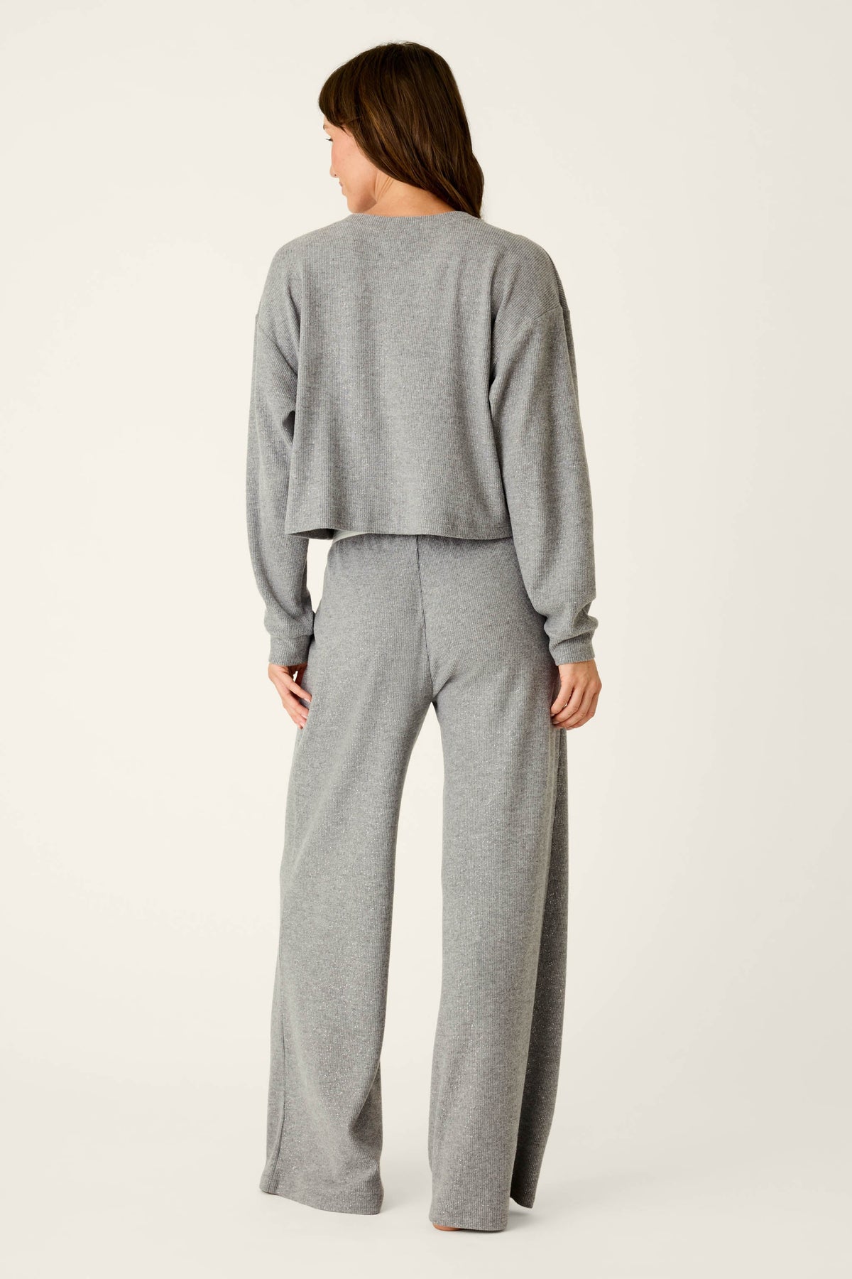 Boyfriend Boxer Dark Grey Sparkle Long Sleeve PJ Set