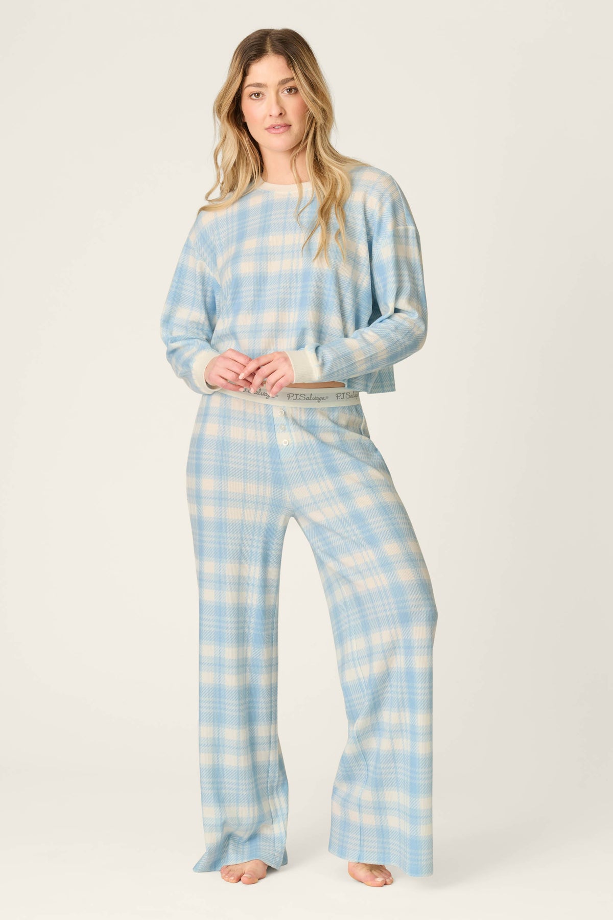 Boyfriend Boxer Blue Plaid Long Sleeve PJ Set