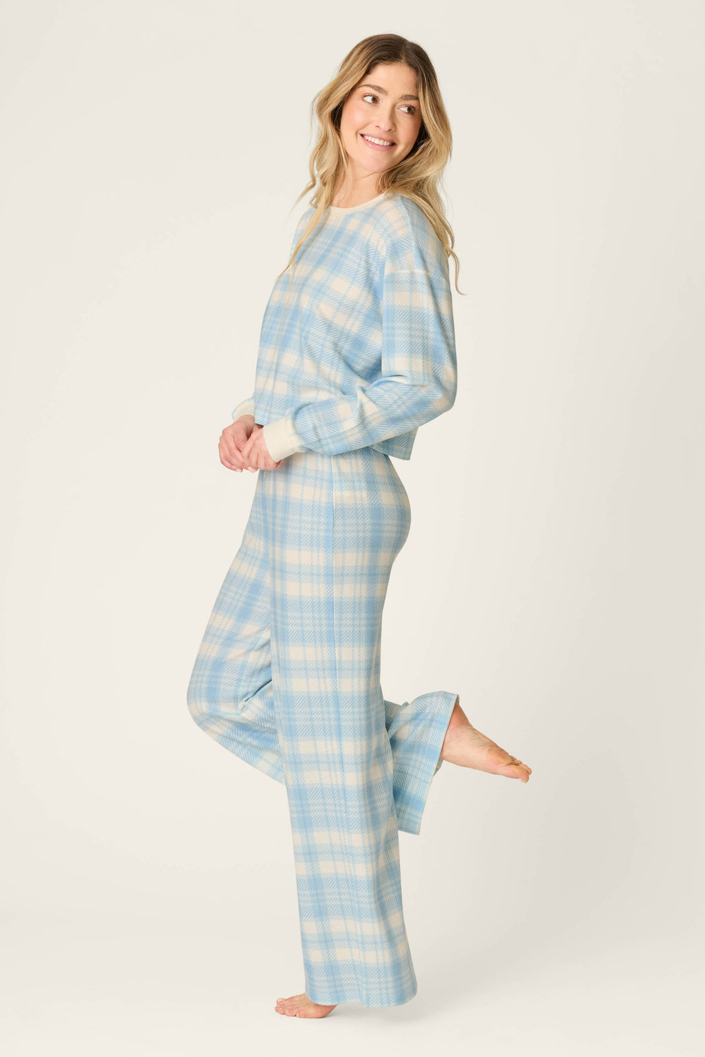 Boyfriend Boxer Blue Plaid Long Sleeve PJ Set