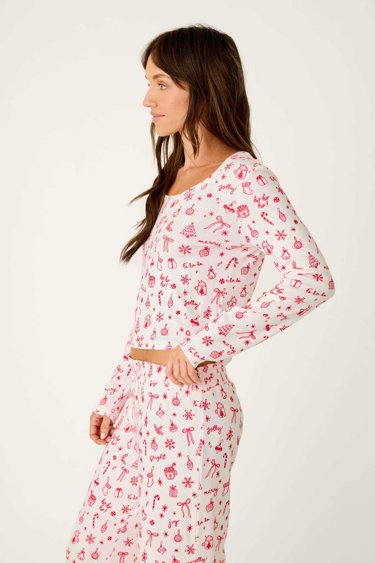 Femme de Noel Holiday Print Long Sleeve Top