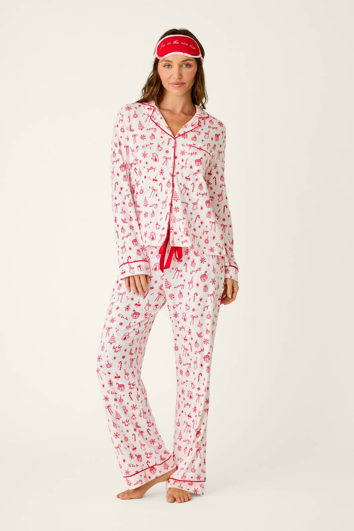 Femme de Noel Holiday Print 3-Piece PJ Set