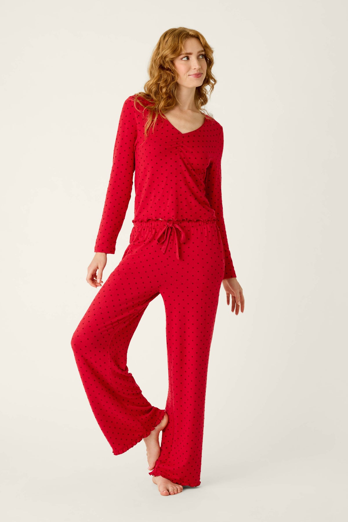 Femme de Noel Tonal Dot Long Sleeve PJ Set
