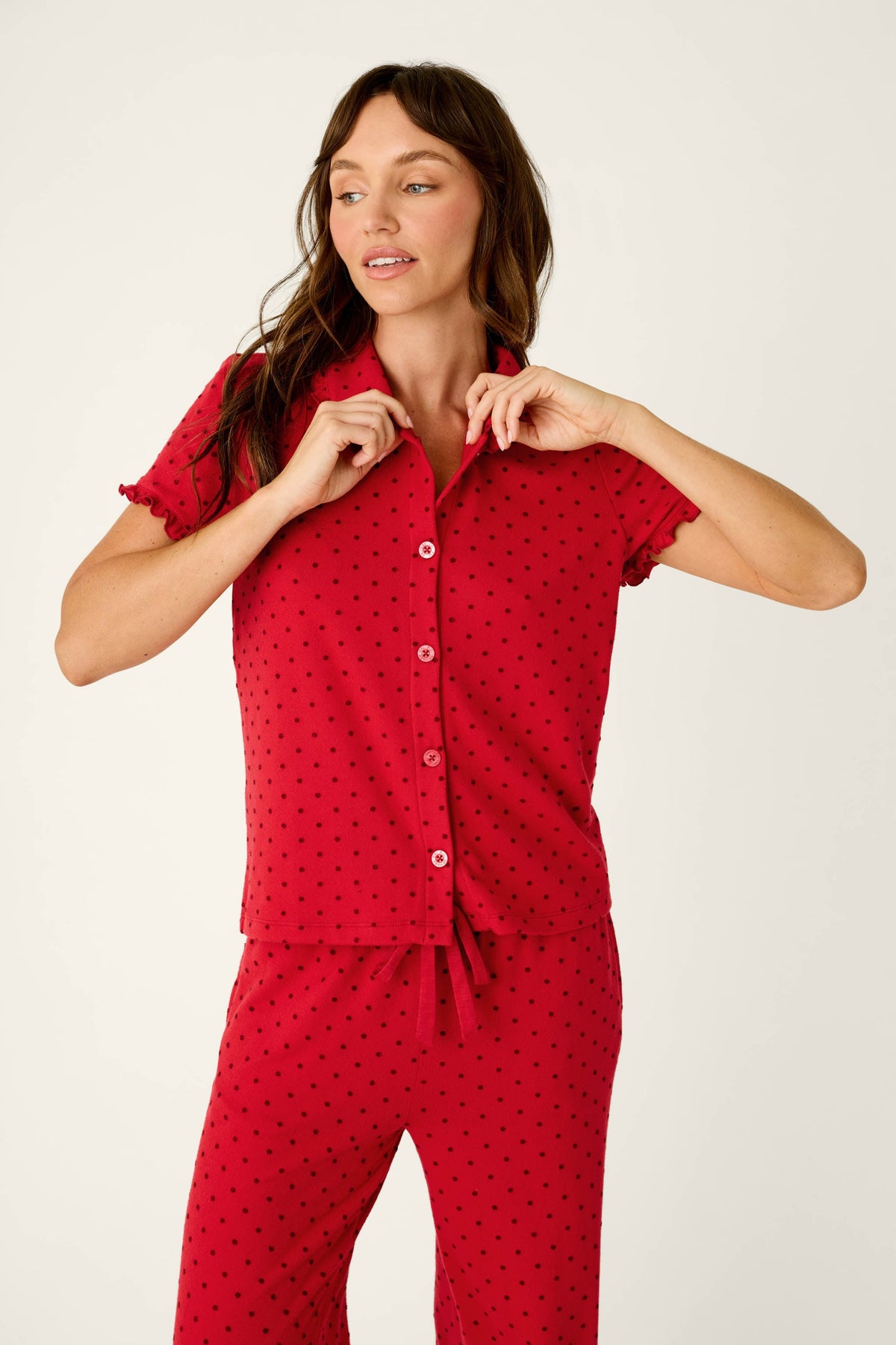 Femme de Noel Tonal Dot Short Sleeve Top