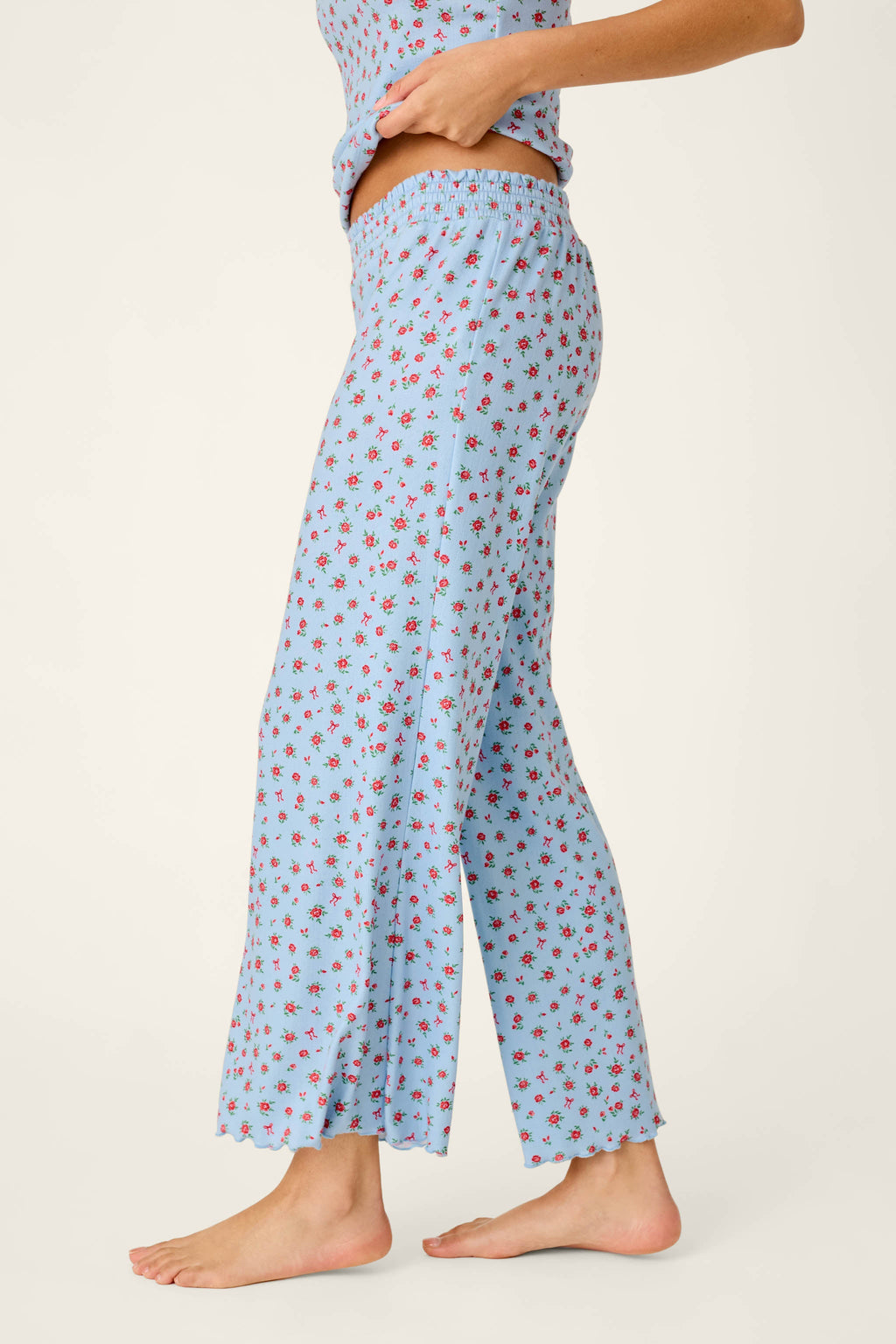 Festive Florals Blue Floral Print Pajama Pants