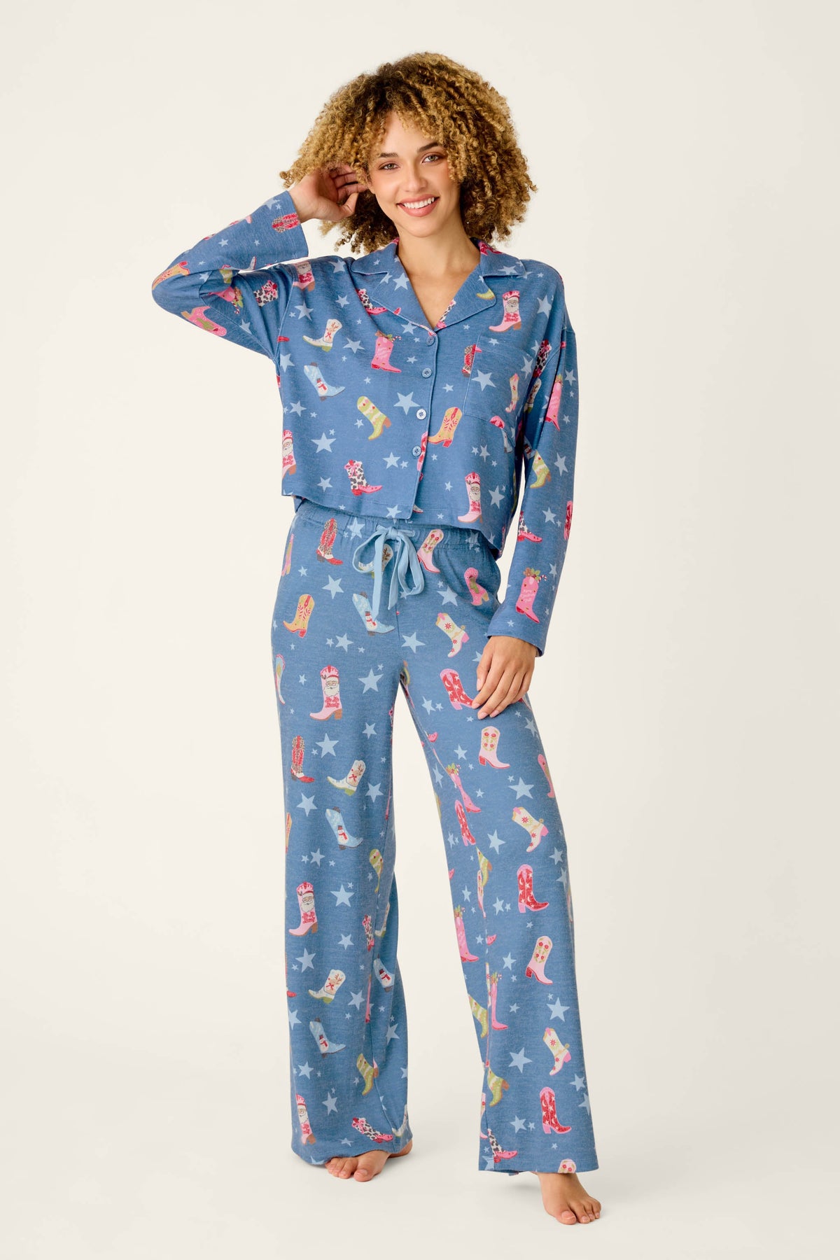Howdy Holidays Cowboy Boots & Star Print Pajama Pants