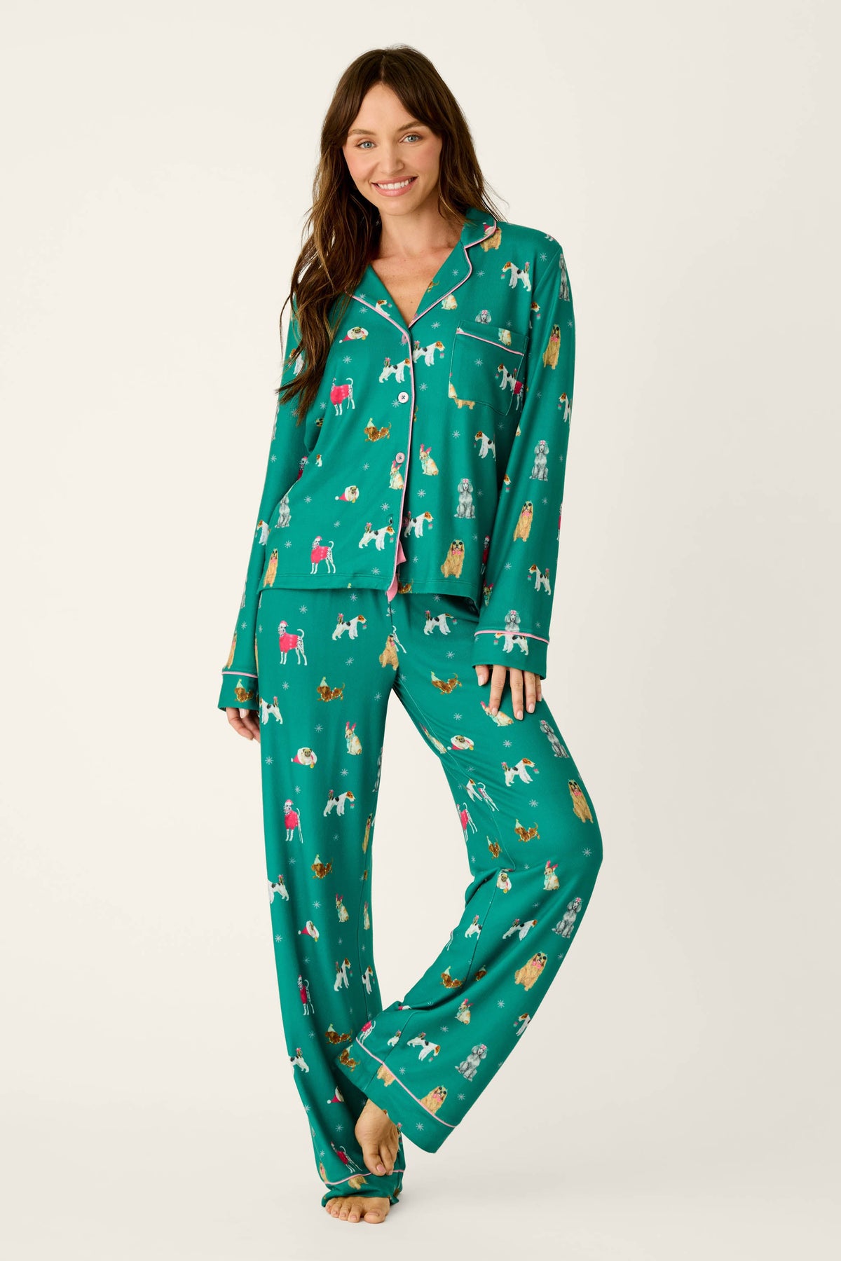 Happy Pawlidays Merry Mutts Dog Print Long Sleeve PJ Set