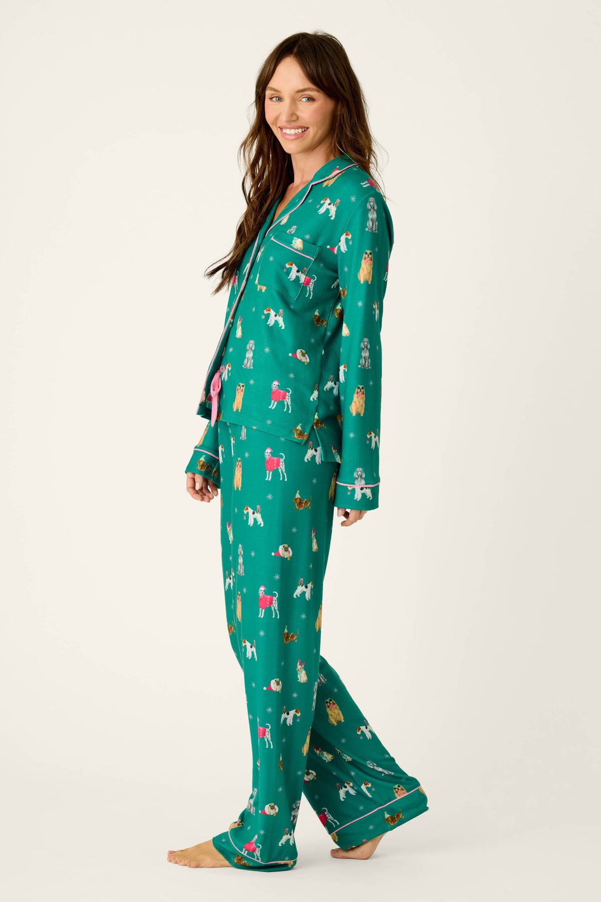 Happy Pawlidays Merry Mutts Dog Print Long Sleeve PJ Set