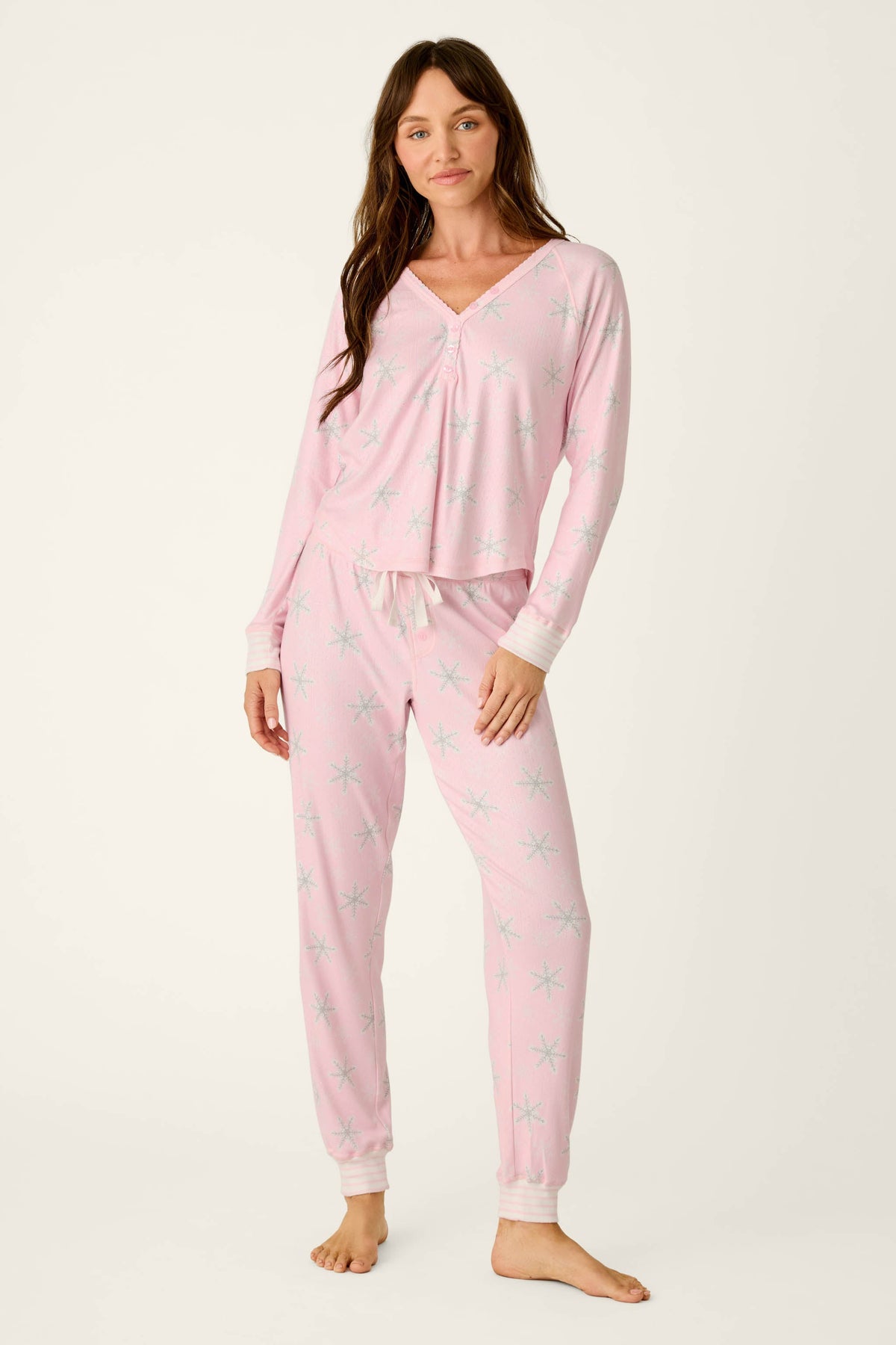 Happy Pawlidays Snowflake Print Long Sleeve PJ Set