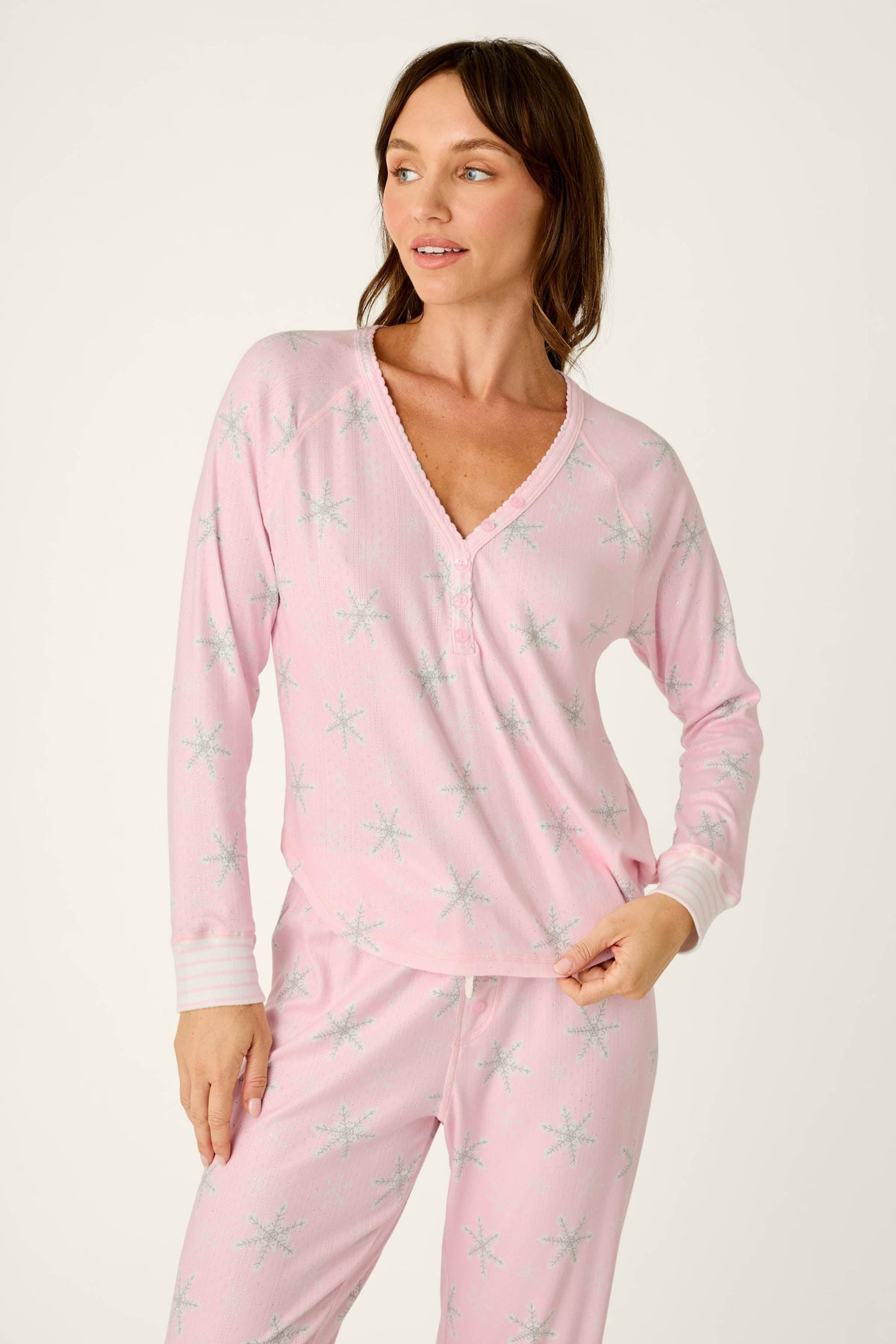 Happy Pawlidays Snowflake Print Long Sleeve PJ Set