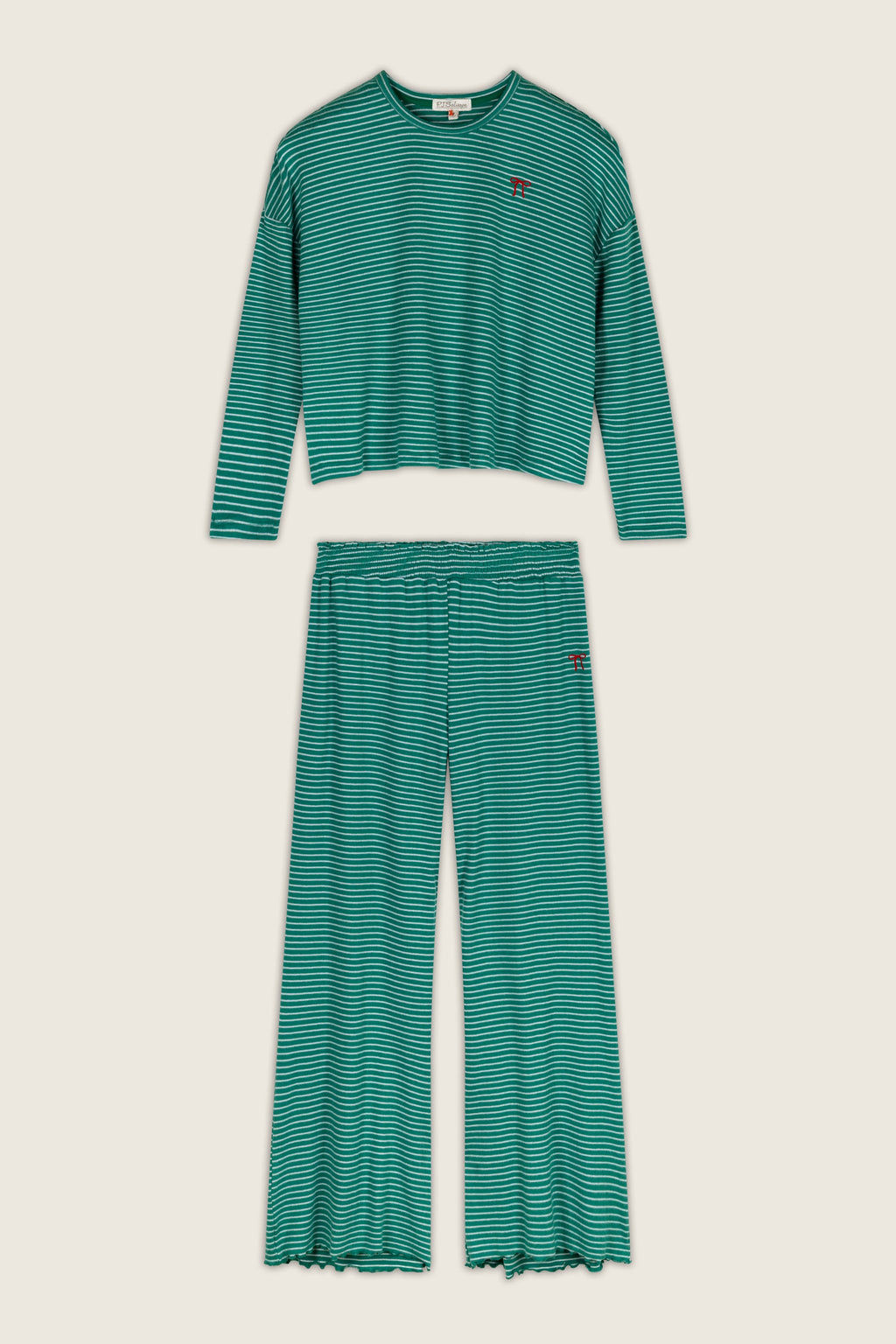 Icon Stripes Green Long Sleeve PJ Set