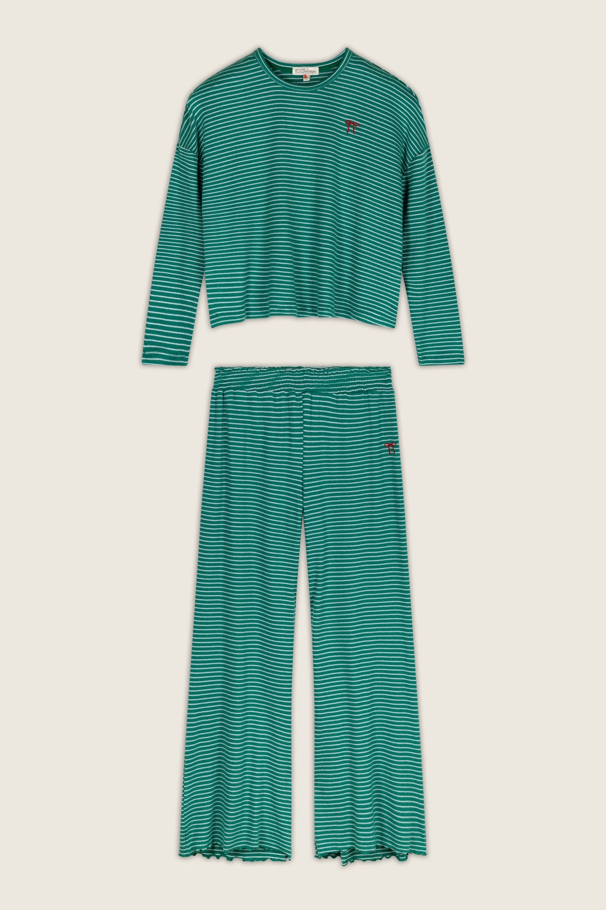 Icon Stripes Green Long Sleeve PJ Set
