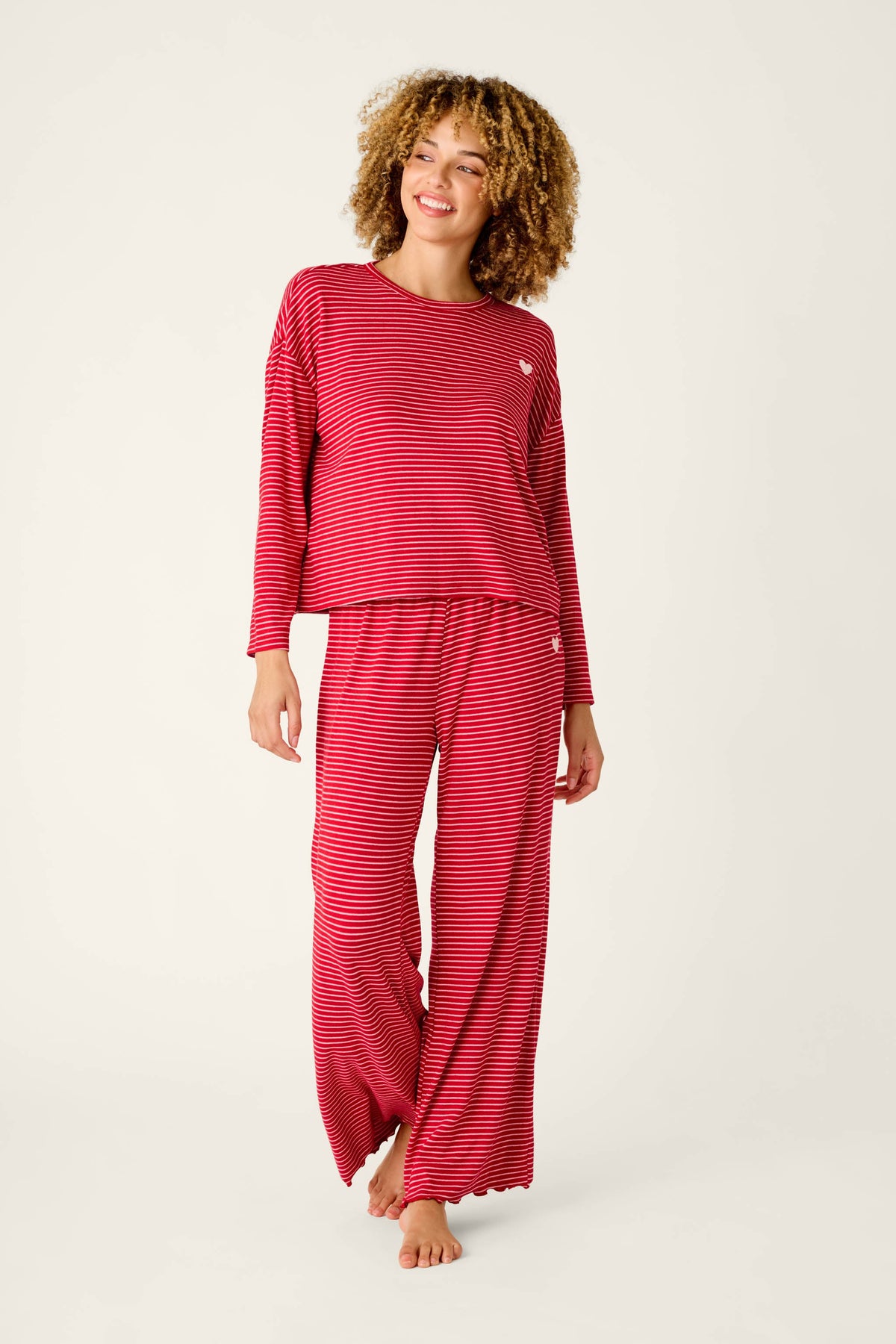 Icon Stripes Red Long Sleeve PJ Set