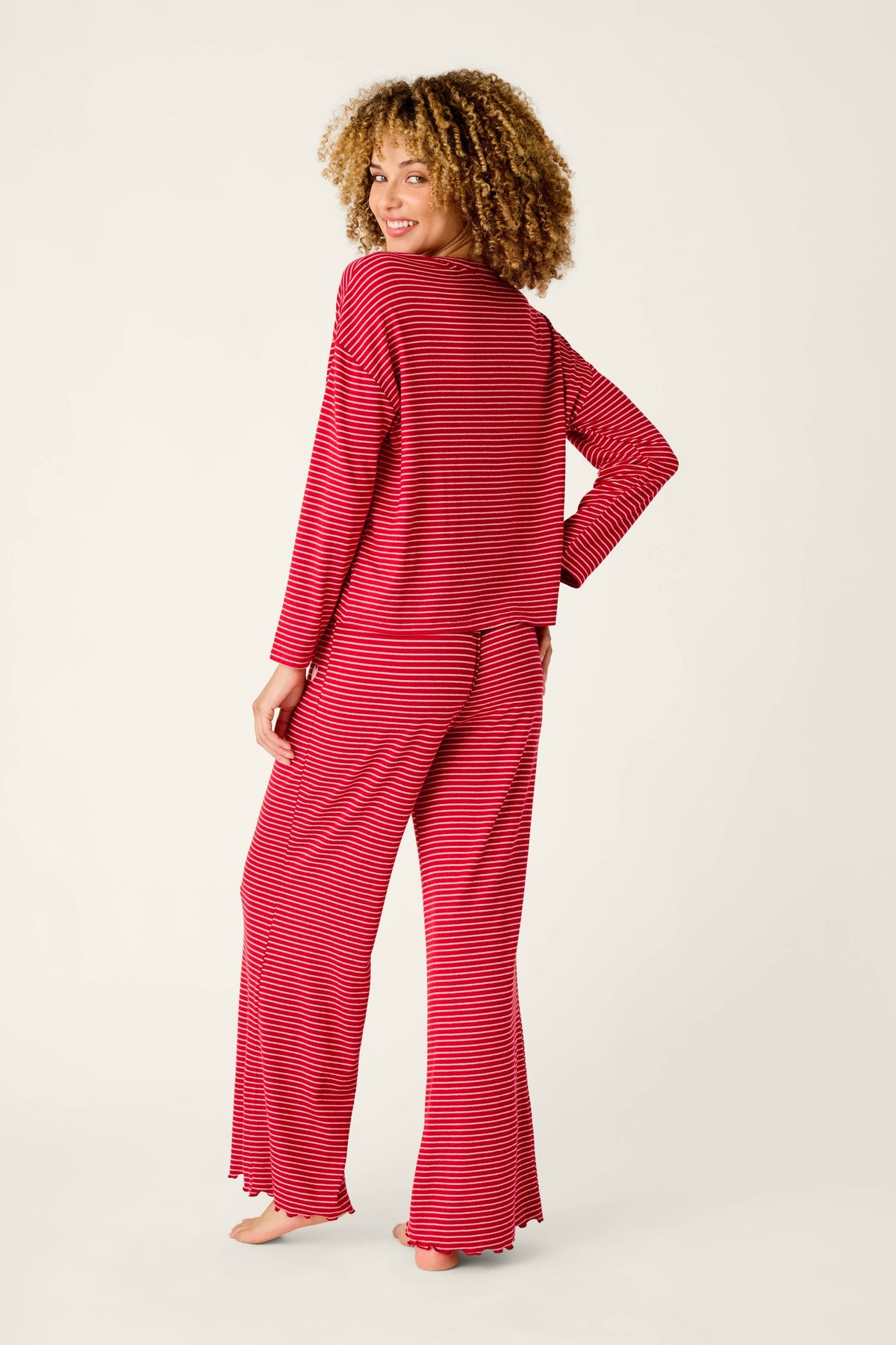 Icon Stripes Red Long Sleeve PJ Set