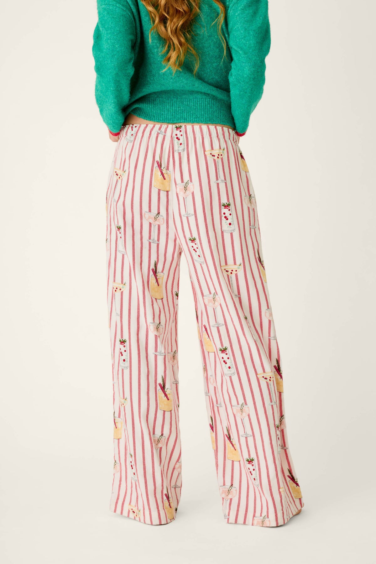 Martinis & Mistletoe Cocktail Print Flannel Pajama Pants