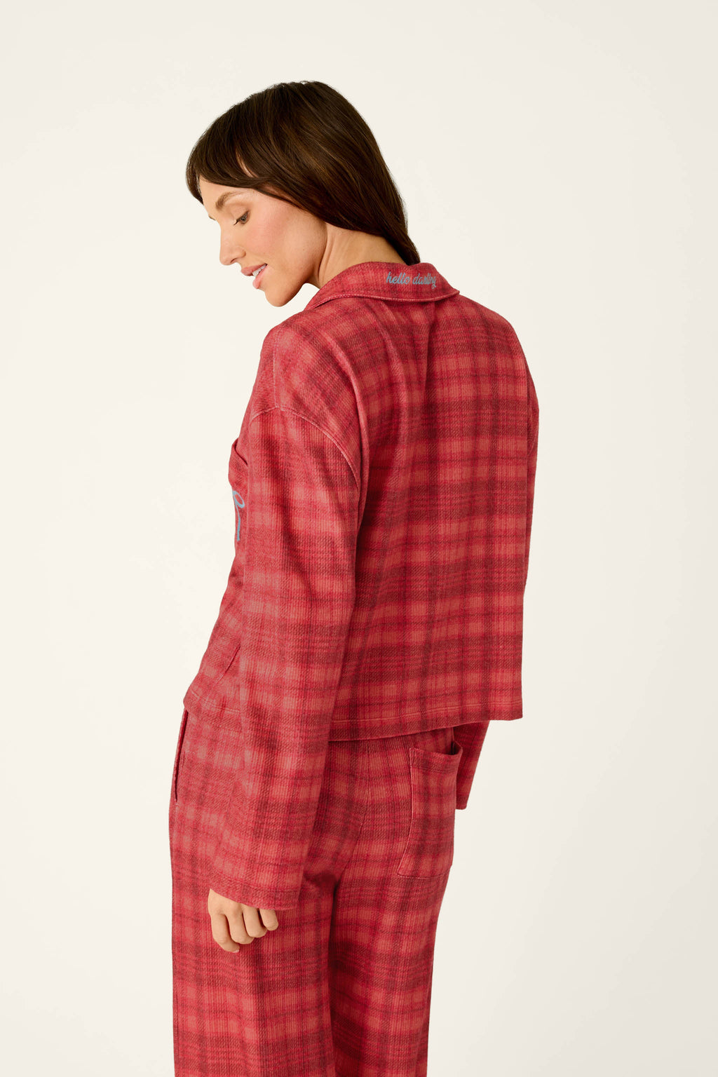 Mad for Plaid Long Sleeve Notch Collar Top