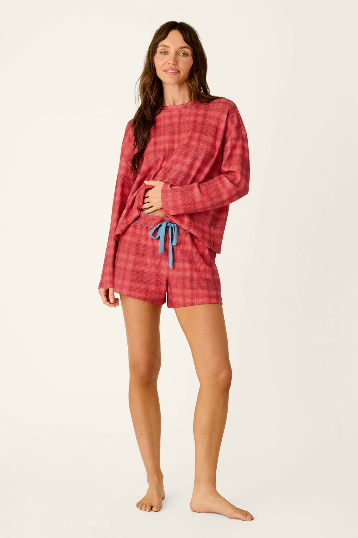 Mad for Plaid Long Sleeve & Shorts PJ Set