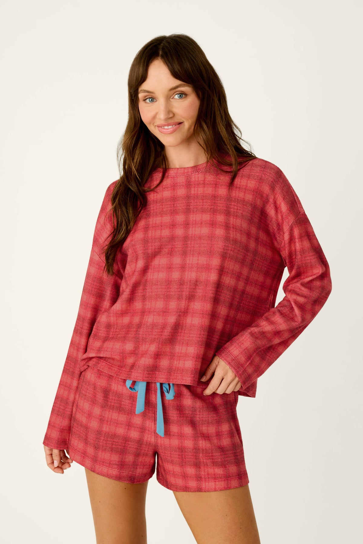 Mad for Plaid Long Sleeve & Shorts PJ Set