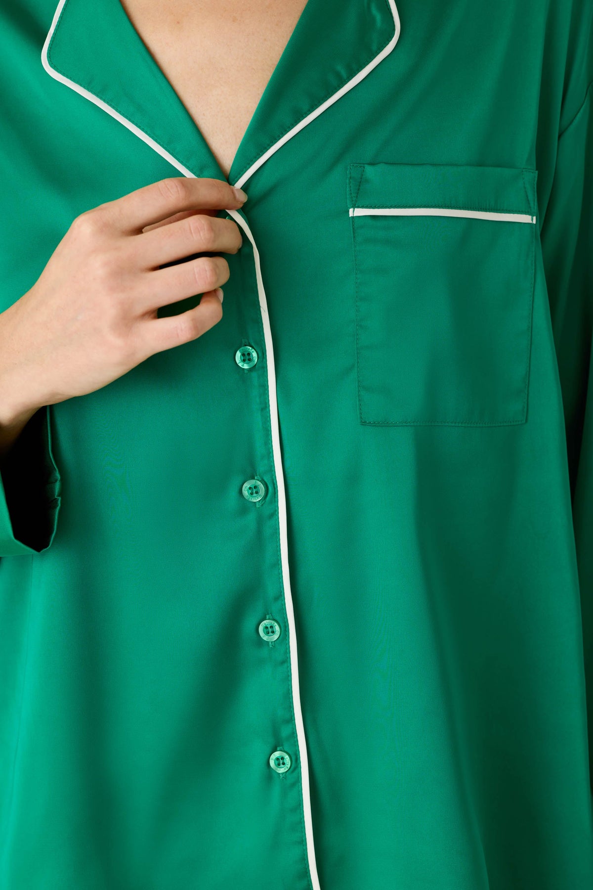 Moonlight Muse Green Satin Long Sleeve PJ Set