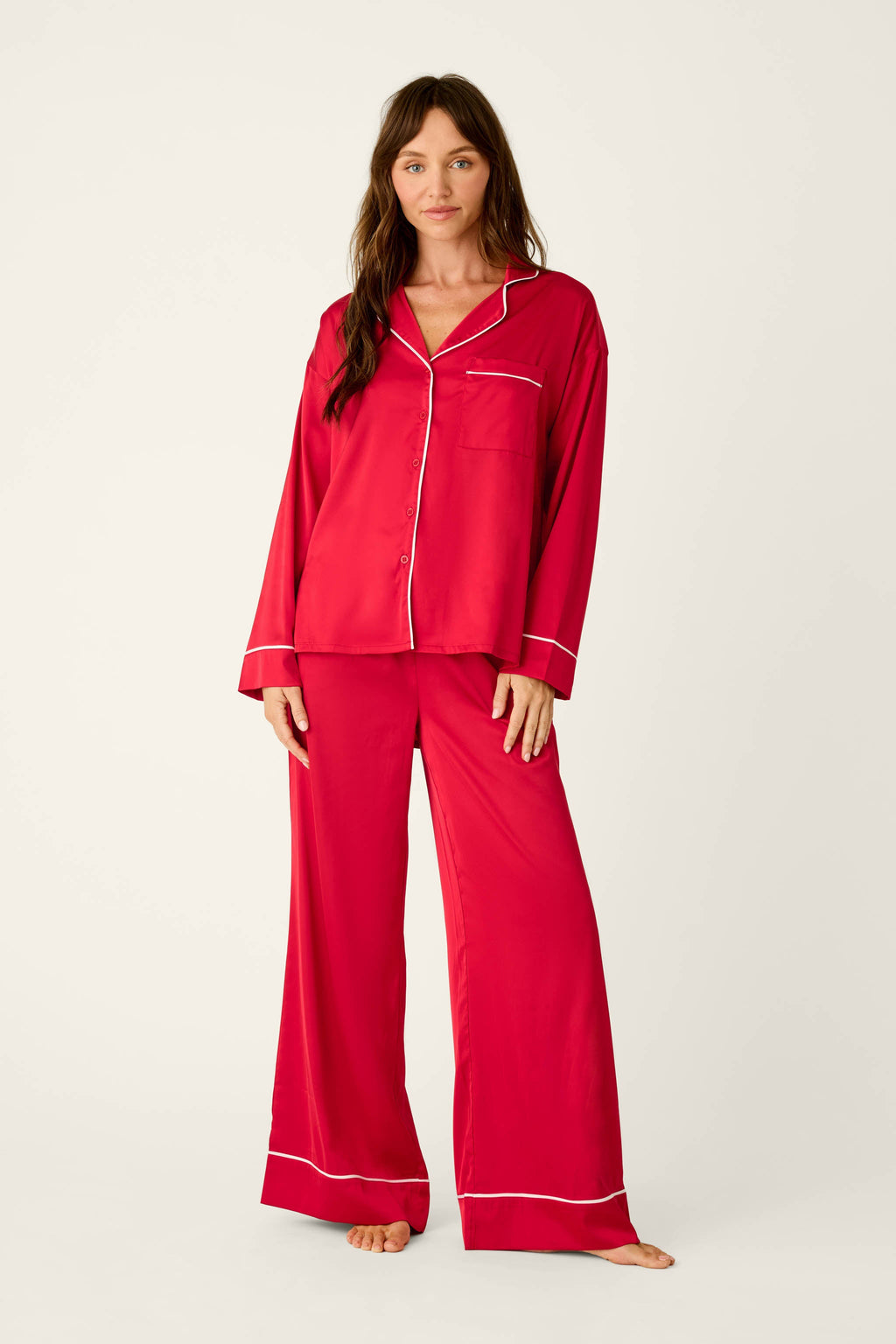 Moonlight Muse Red Satin Long Sleeve PJ Set
