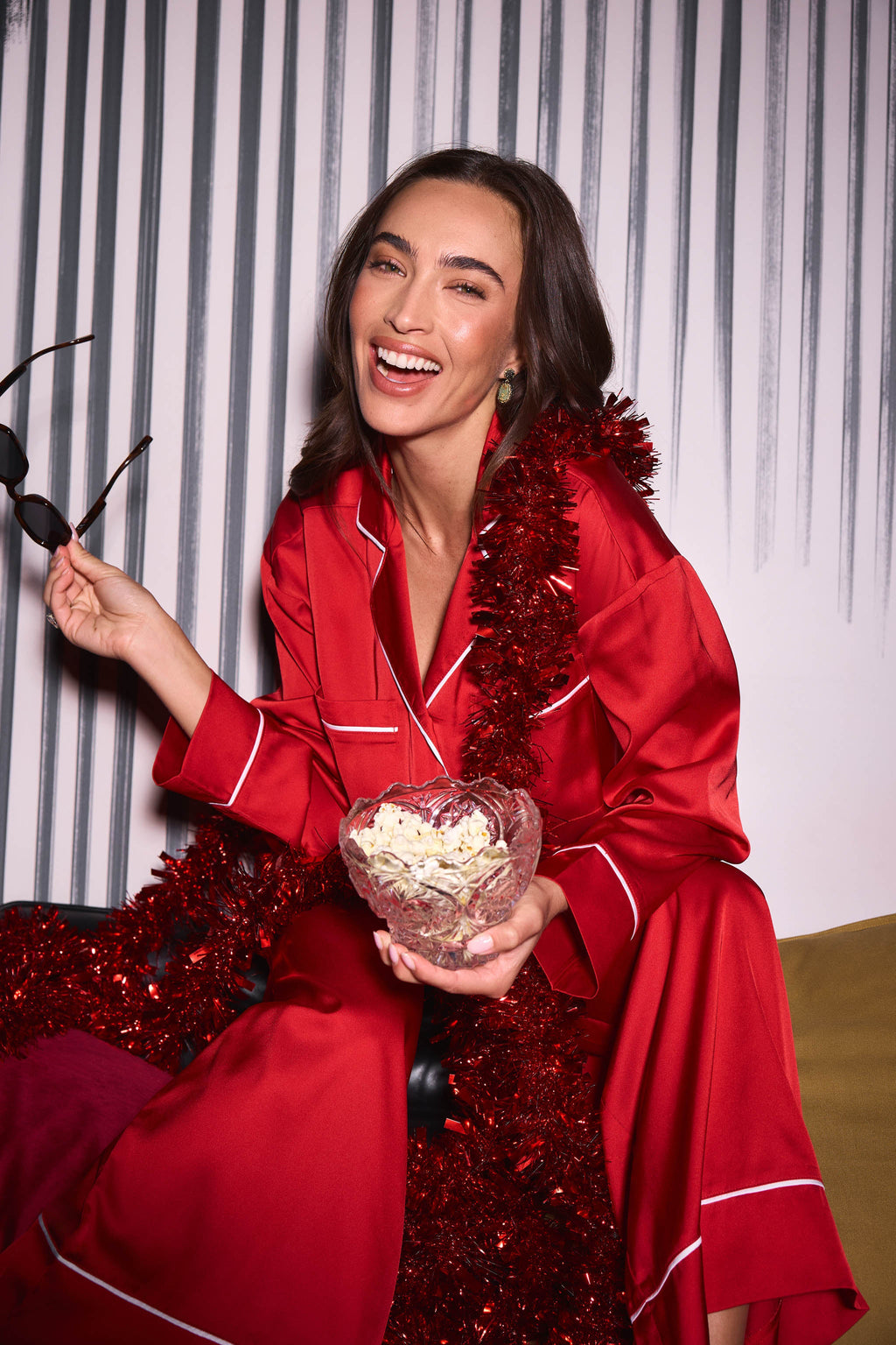 Moonlight Muse Red Satin Long Sleeve PJ Set