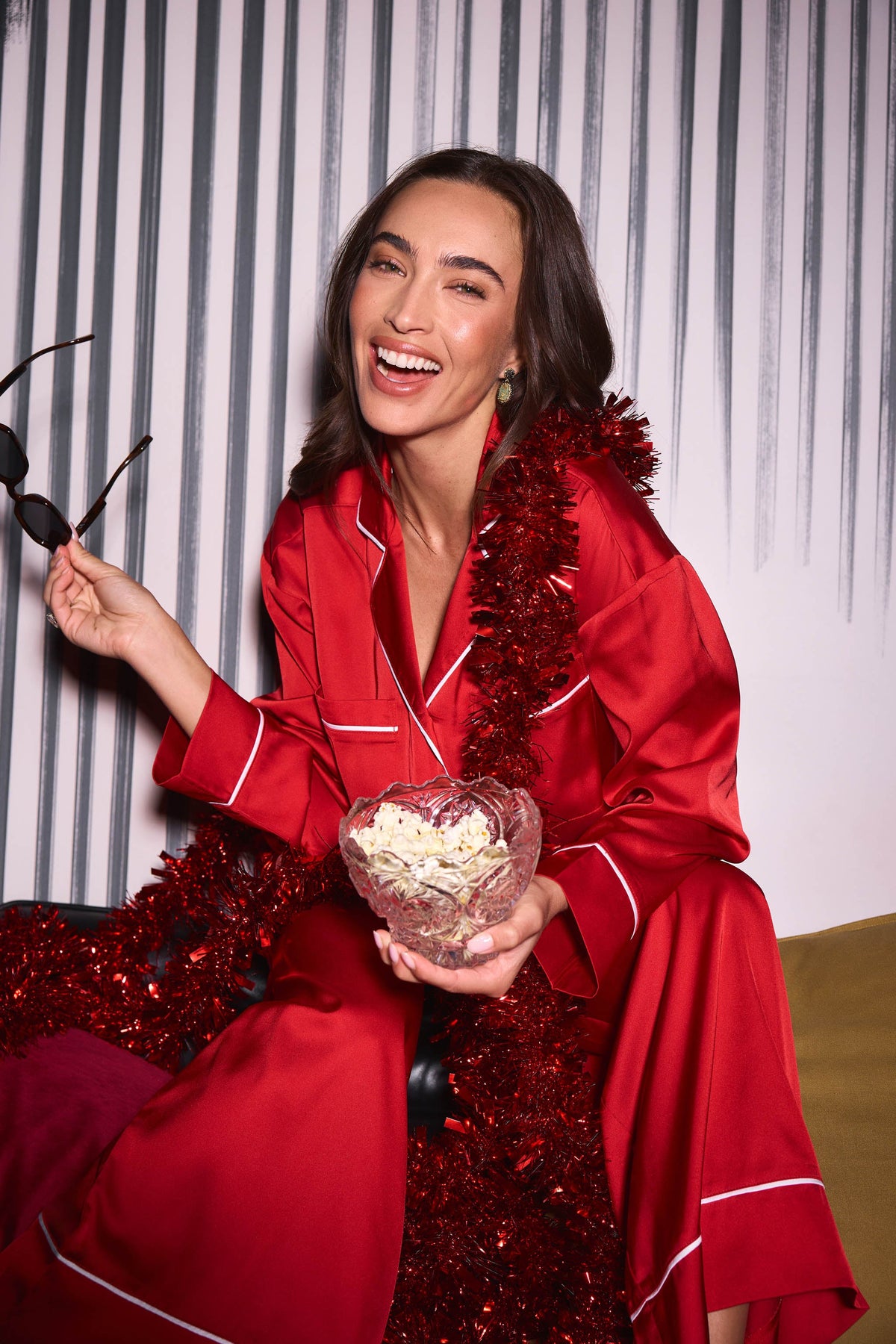 Moonlight Muse Red Satin Long Sleeve PJ Set