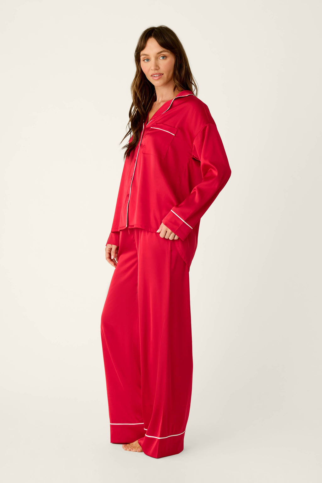 Moonlight Muse Red Satin Long Sleeve PJ Set