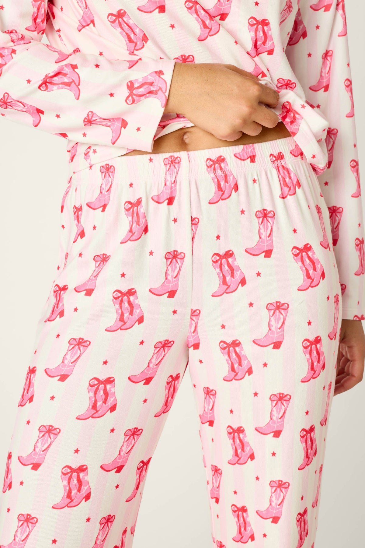 Midnight Rodeo Cowboy Boot Print Long Sleeve PJ Set