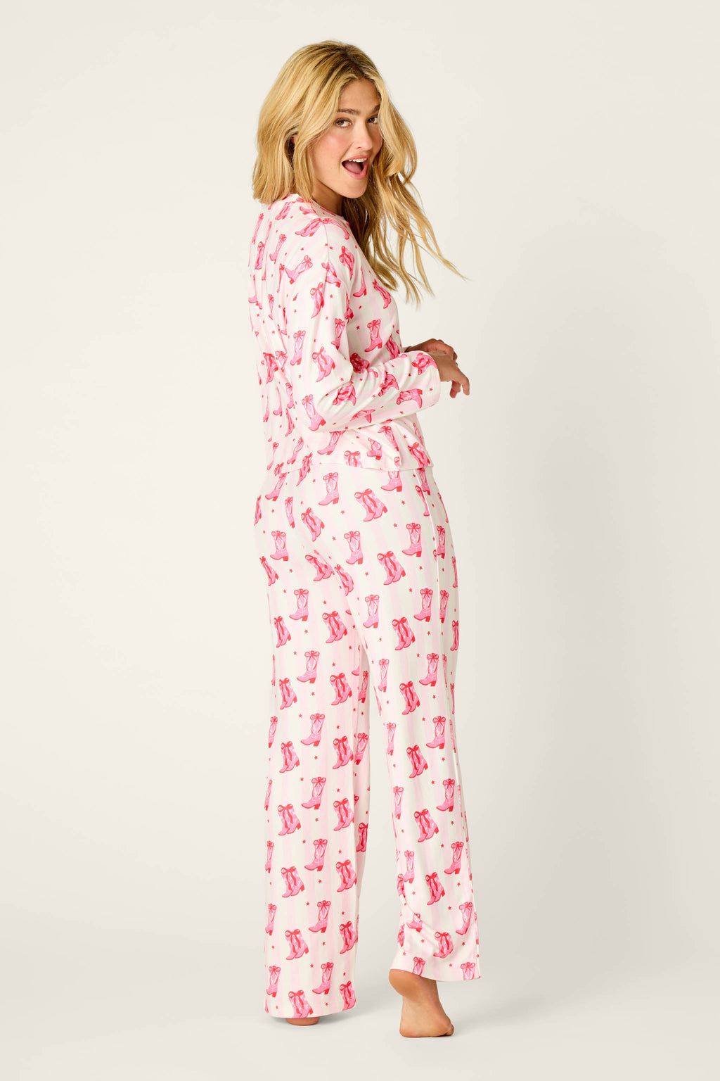 Midnight Rodeo Cowboy Boot Print Long Sleeve PJ Set