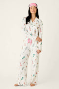 Sip Sip Sparkle Cocktail Charms Print 3-Piece PJ Set