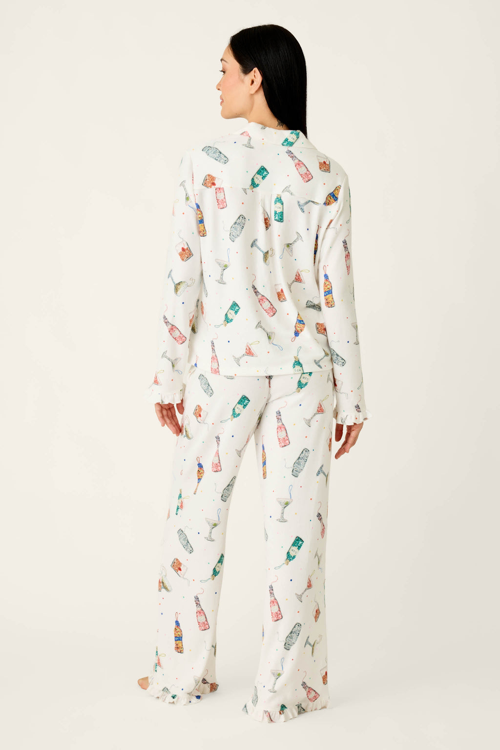 Sip Sip Sparkle Cocktail Charms Print 3-Piece PJ Set