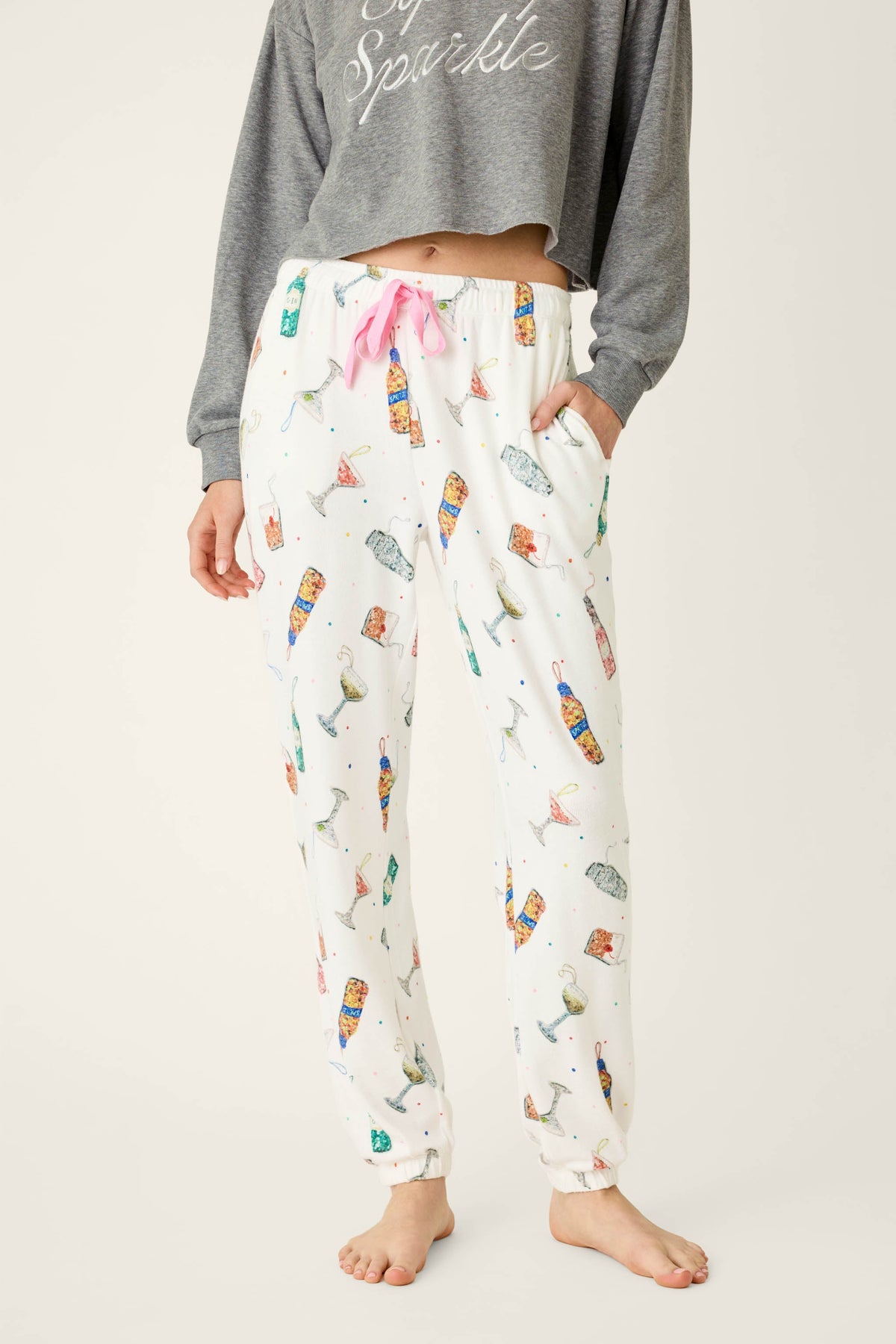 Sip Sip Sparkle Cocktail Charms Print Jogger Pant