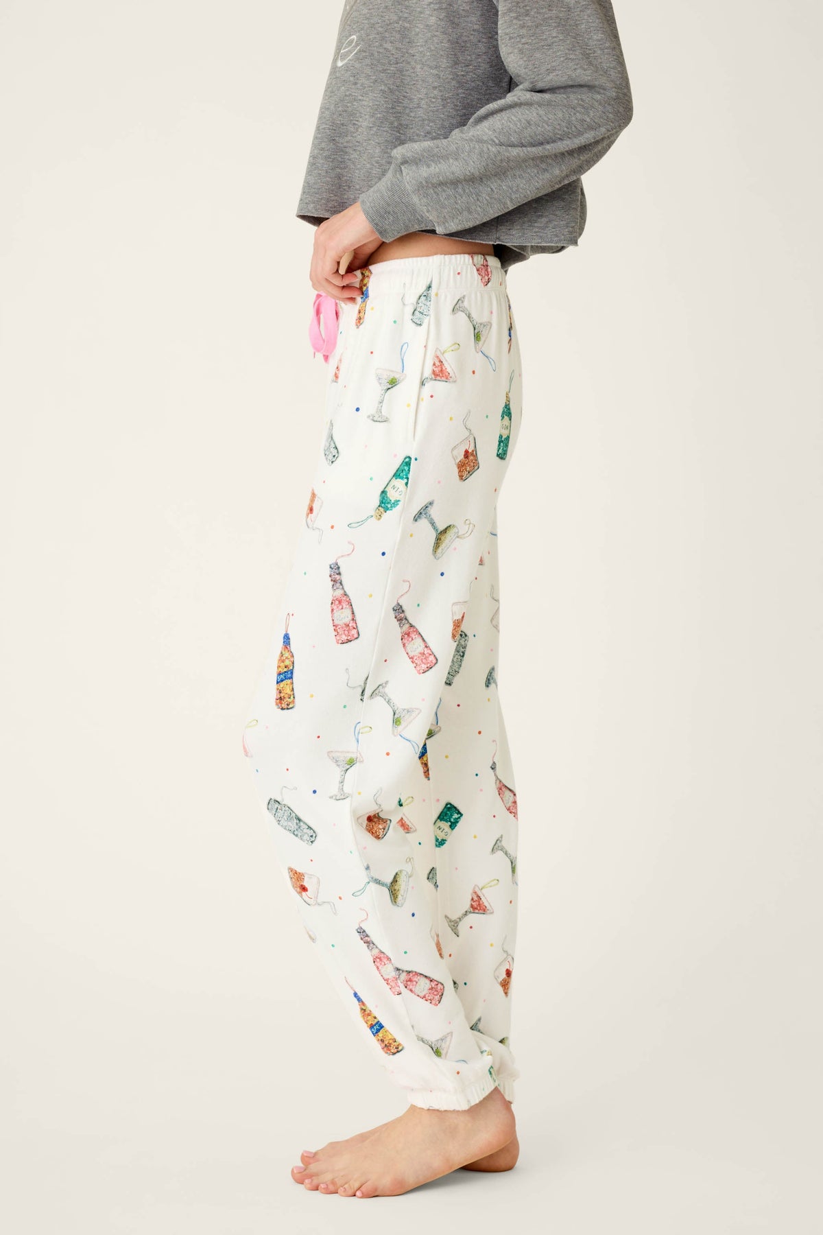 Sip Sip Sparkle Cocktail Charms Print Jogger Pant