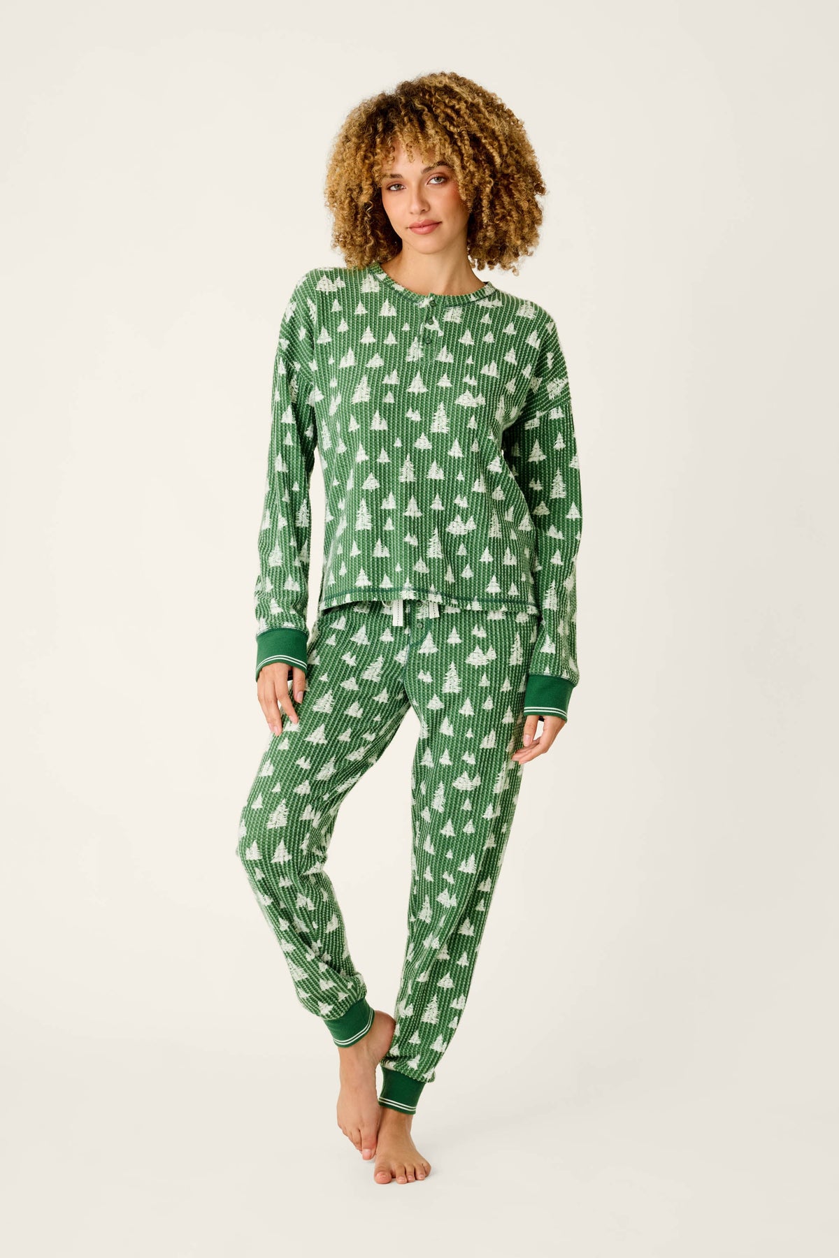 Ski Jammie Classics Tree Print Long Sleeve PJ Set