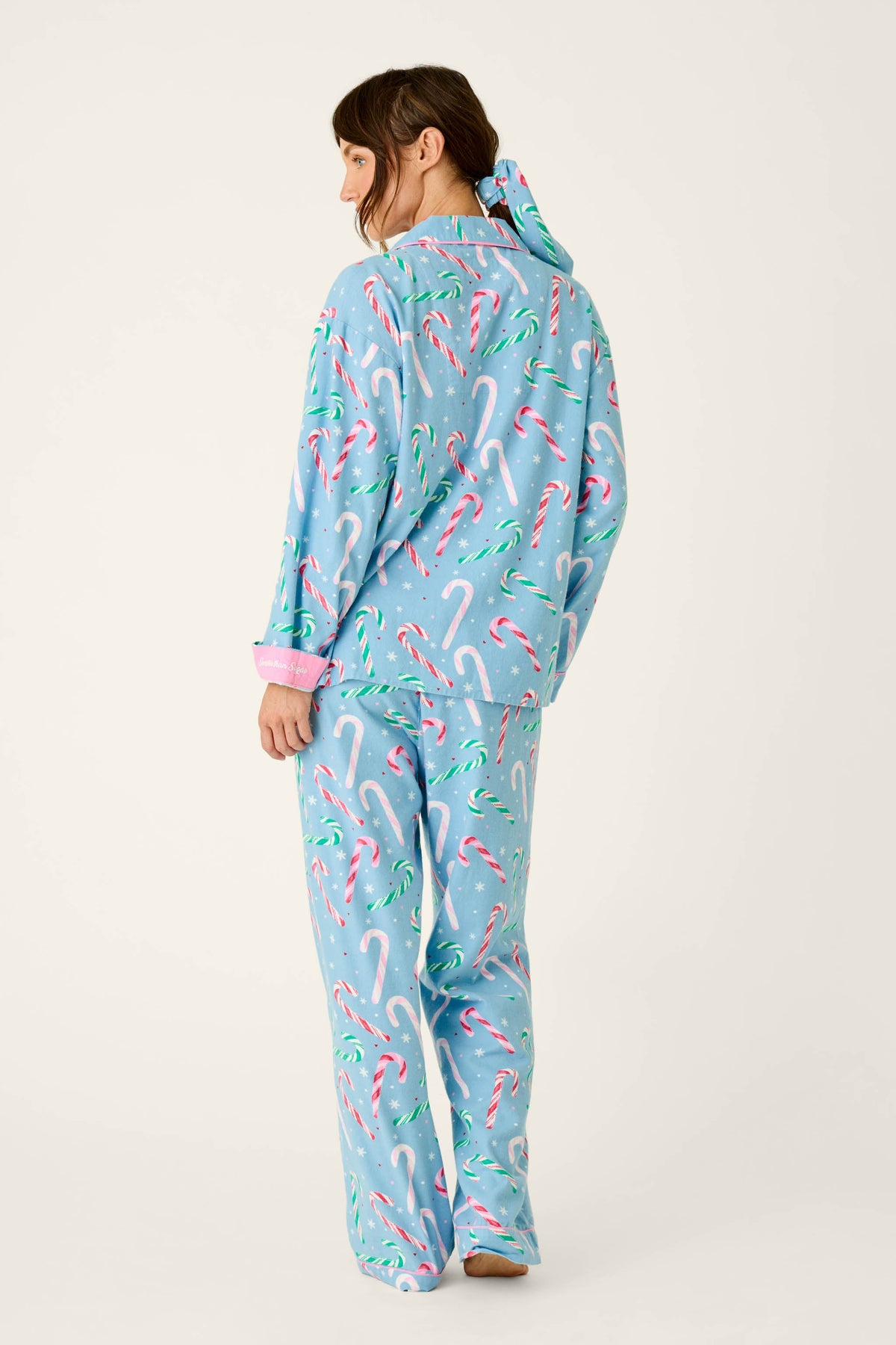 The Sweetest Season Candy Cane Print Flannel 3-Piece PJ Set