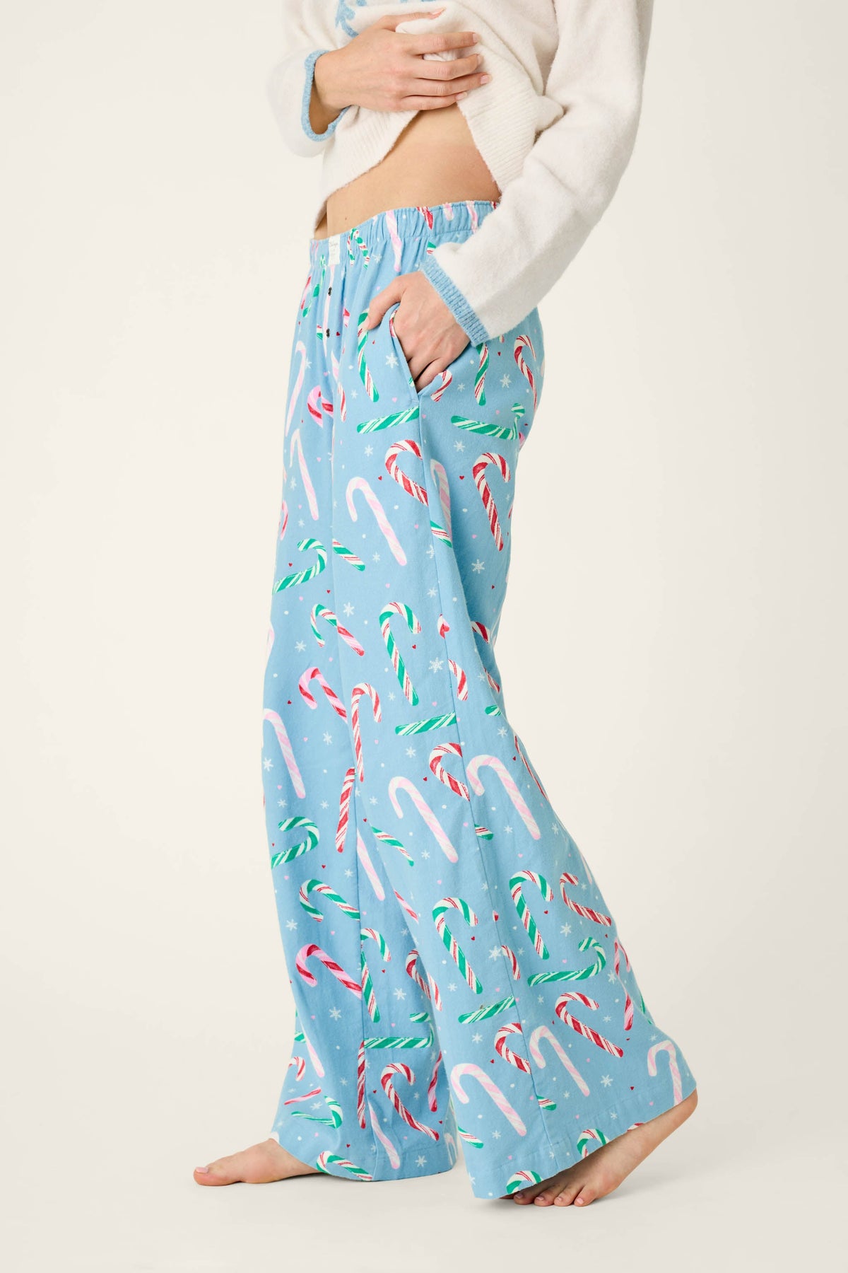 The Sweetest Season Candy Cane Print Flannel Pajama Pants