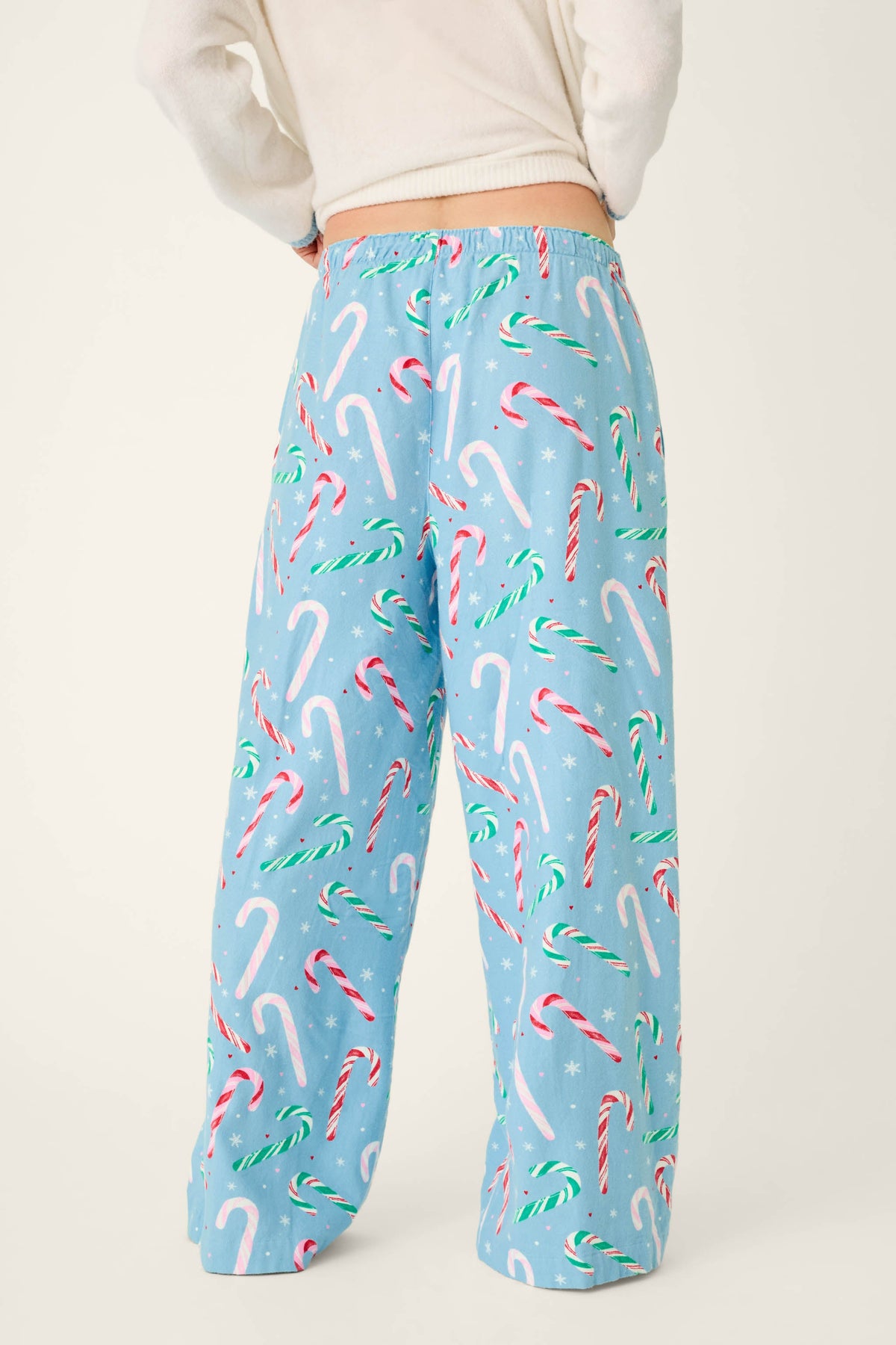 The Sweetest Season Candy Cane Print Flannel Pajama Pants
