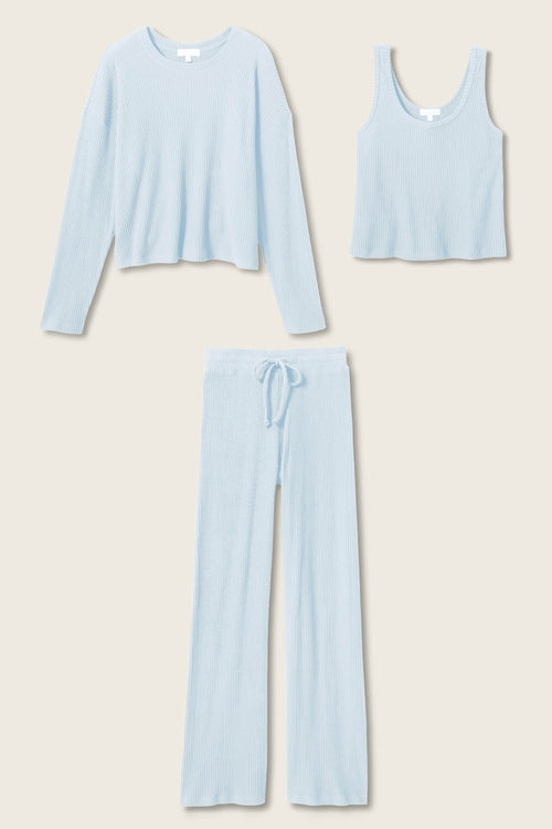 3-Piece Luxe Ribbed Celestial PJ Set