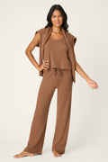 3-Piece Luxe Ribbed Brown PJ Set