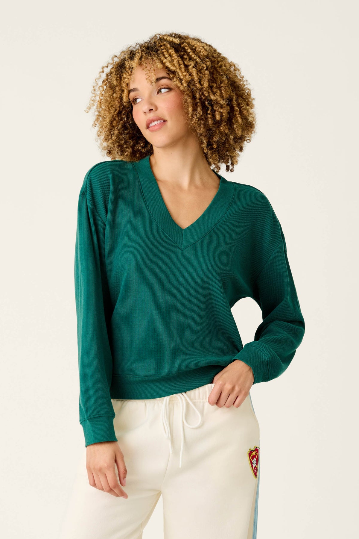 Weekday Waffles Deep Dive Dark Green Long Sleeve Top