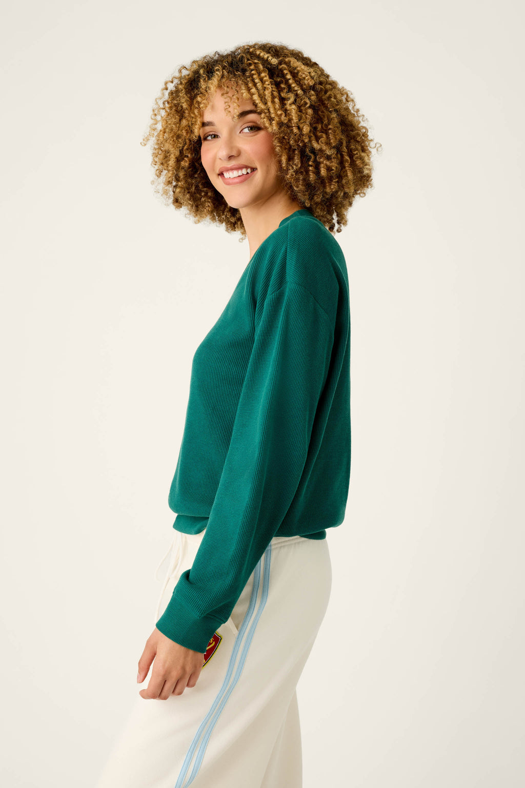 Weekday Waffles Deep Dive Dark Green Long Sleeve Top