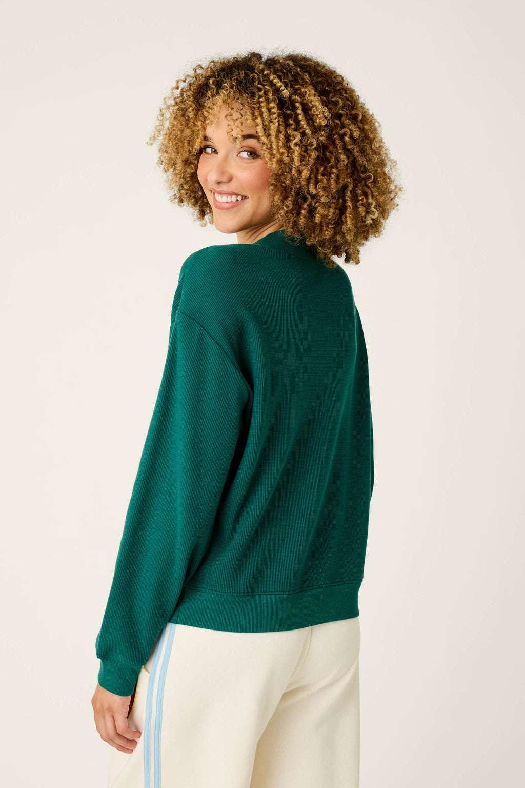 Weekday Waffles Deep Dive Dark Green Long Sleeve Top