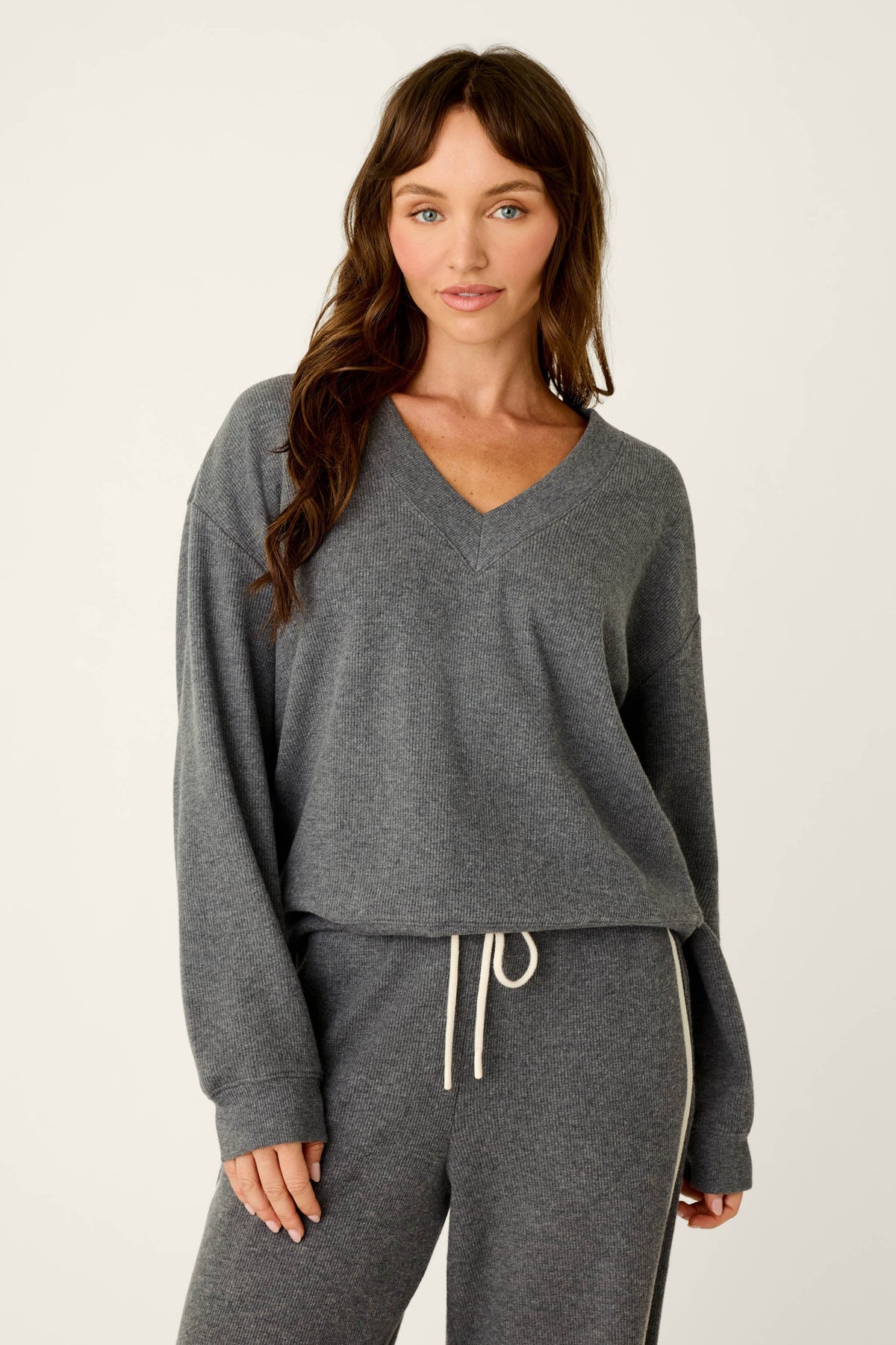 Weekday Waffles Deep Dive Charcoal Long Sleeve Top