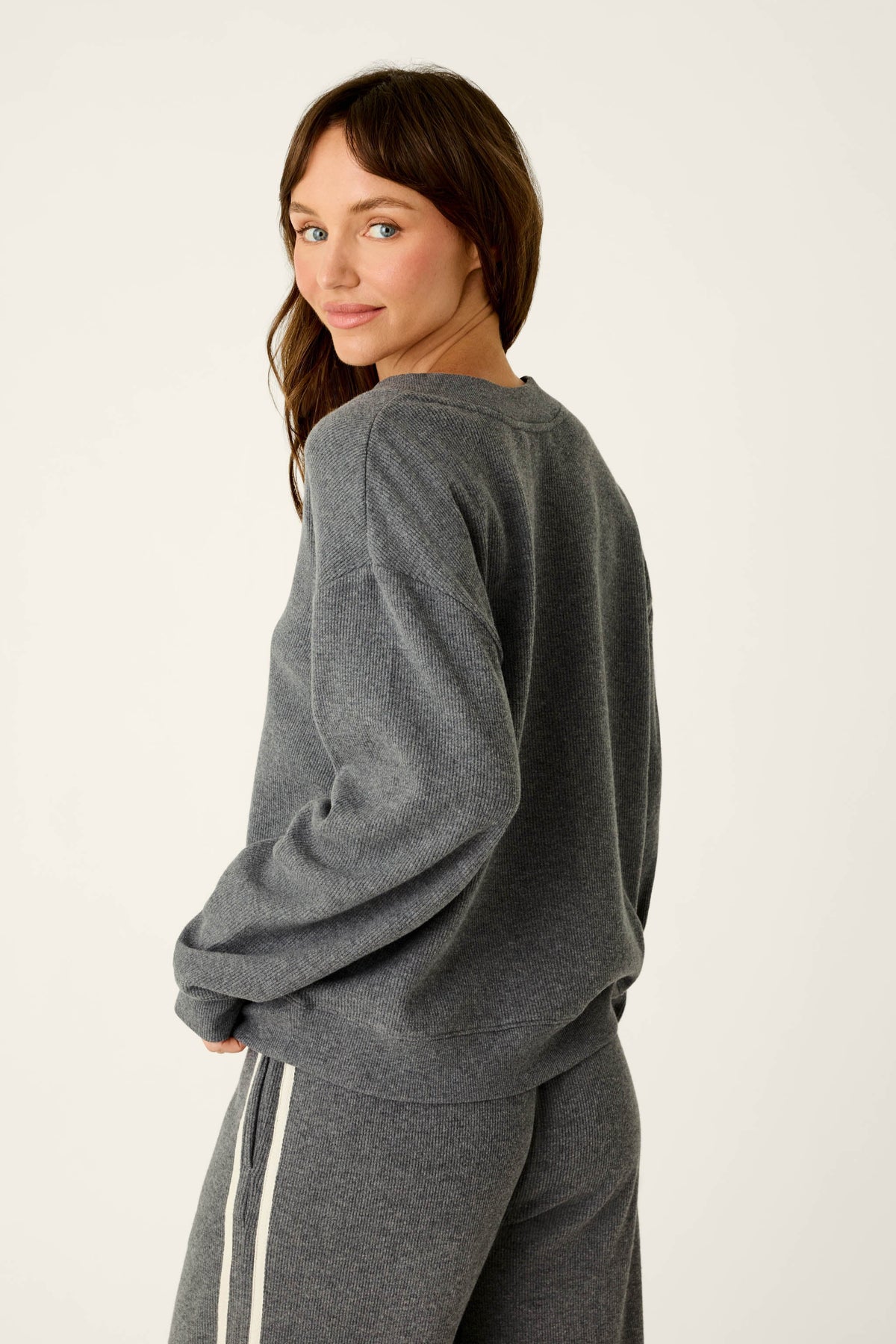 Weekday Waffles Deep Dive Charcoal Long Sleeve Top