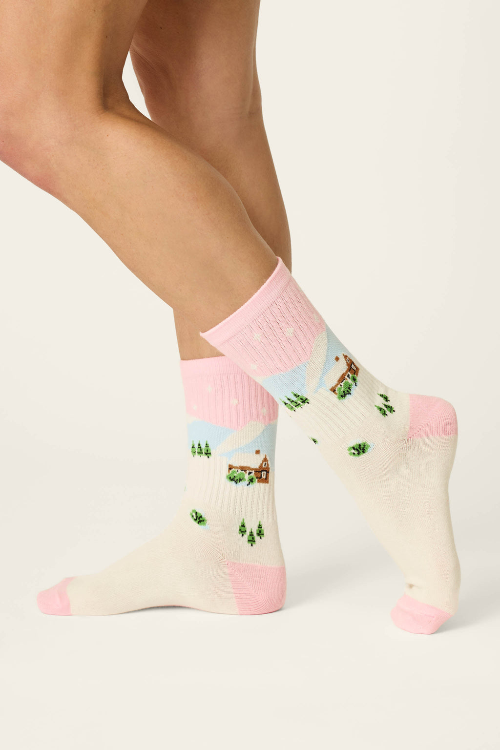 Cozy Winter Cabin Crew Socks