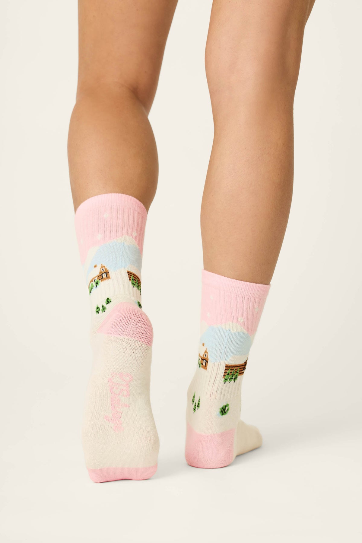 Cozy Winter Cabin Crew Socks