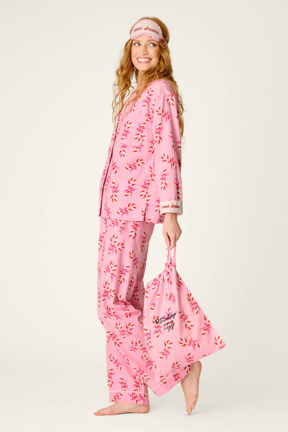 Sweeter Than Sugar Candy Cane Print 4-Piece PJ Set