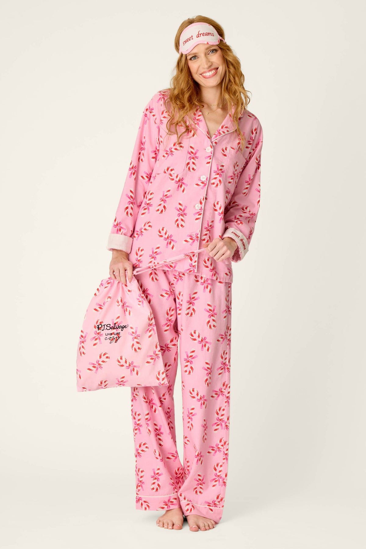 Sweeter Than Sugar Candy Cane Print 4-Piece PJ Set